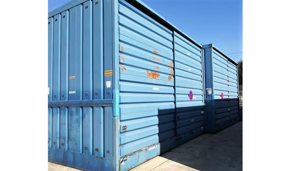 2 opslagcontainers h4m, l 5m br 2,8m, gewicht 2,5t/cont